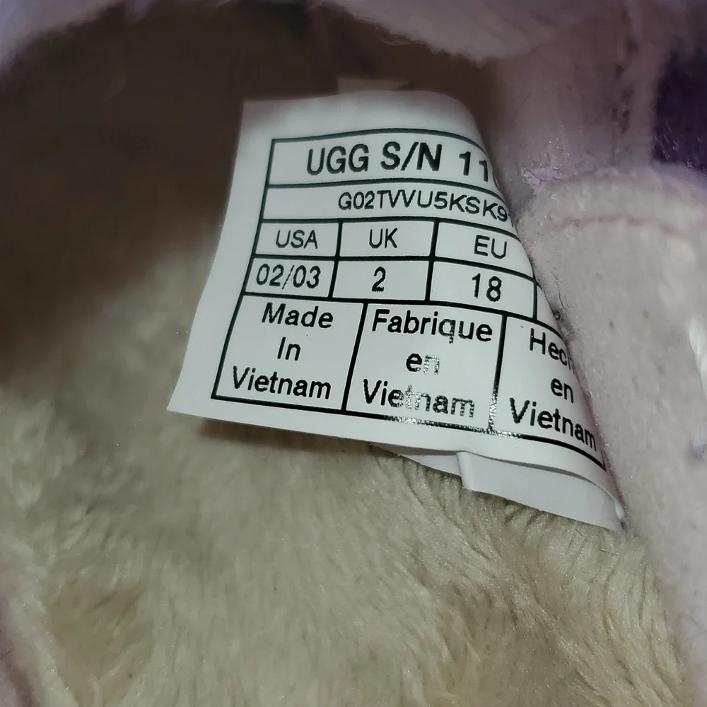 New Ugg Paz I Purple Fuzzy Bunny Bootie Ugg Size 02/03 6-12 months